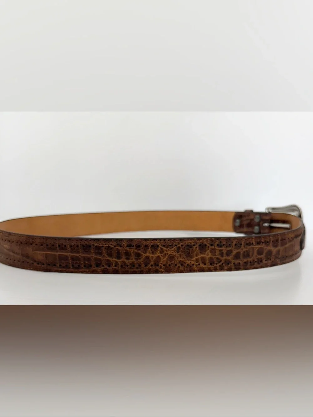 Ariat Men's Genuine Brown Leather Belt with Silver Buckle - 42